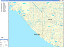 Huntington Beach Wall Map Basic Style 2024